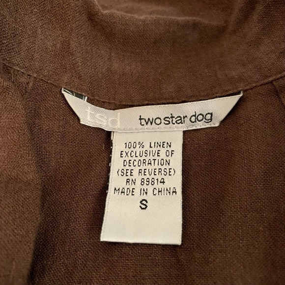 Two Star Dog TSD Jacket Blazer Womens Sz S Brown Linen One‎ Button Lightweight - Picture 5 of 8